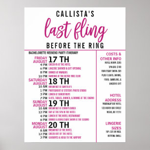 Meisjesachtig Cute Roze Zwarte Meisjesuitstap Itin Poster