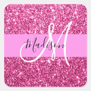 Meisjesachtig en glamoureuze roze glitters glans m vierkante sticker
