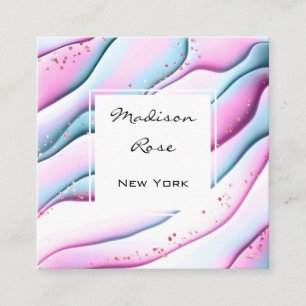 Meisjesachtig en trendy roze aqua witte inkt en gl vierkante visitekaartje