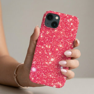 Meisjesachtig Fonkelend Nep Glitter Heet Roze Glam iPhone 13 Hoesje