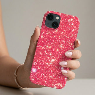Meisjesachtig Fonkelend Nep Glitter Heet Roze Glam iPhone 13 Hoesje