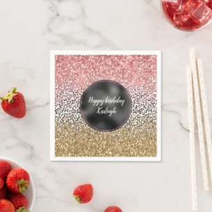 Meisjesachtig Goud Roze Zwart Wit Luipaardprint Gl Servet