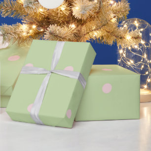 Meisjesachtig groen en roze polka stippen pastel p cadeaupapier
