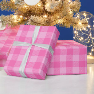 Meisjesachtig hete roze Buffalo geruit Cadeaupapier