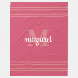 Meisjesachtig hete roze  witte monogram naam fleec fleece deken