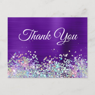 Meisjesachtig Indigo Paarse Folie Holo Glitter Bed Briefkaart