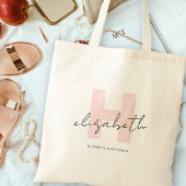 Meisjesachtig Monogram Calligrafie Koraal Roze Roz Tote Bag