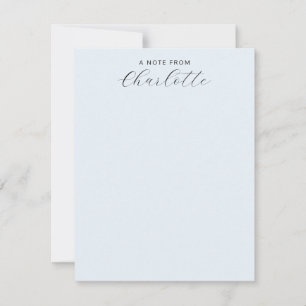 Meisjesachtig monogram script kalligrafie pastelbl notitiekaartje