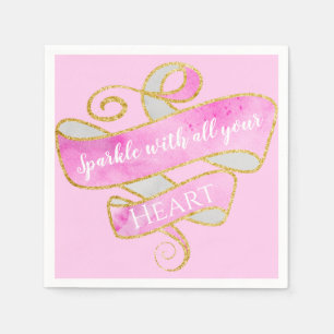 Meisjesachtig mooie roze gouden glitter sparkle ha servet