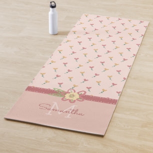 Meisjesachtig Pastel Perzik Hart Bloem Patroon & M Yogamat