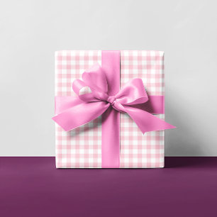 Meisjesachtig pastel roze gingham ruitpatroon mult inpakpapier vel