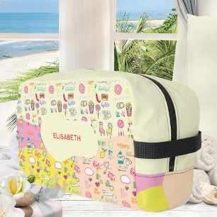 Meisjesachtig Pastel Roze Kawaii Doodle Toilettasje