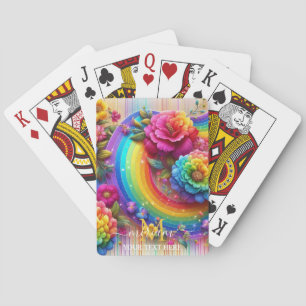 Meisjesachtig Regenboog Bloem Initialen Pokerkaarten