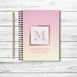 Meisjesachtig Rose Goud Monogram Marmer Roze Vanil Notitieboek