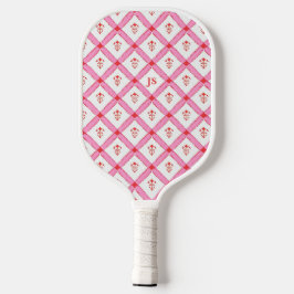 Meisjesachtig roze en rood patroon met initialen pickleball paddle