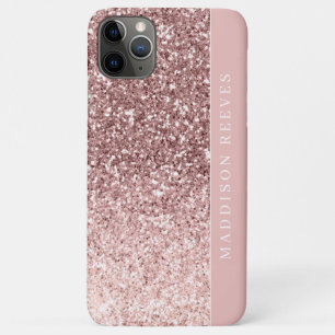 Meisjesachtig Roze Gouden Glitter Blush Monogram iPhone 11 Pro Max Hoesje