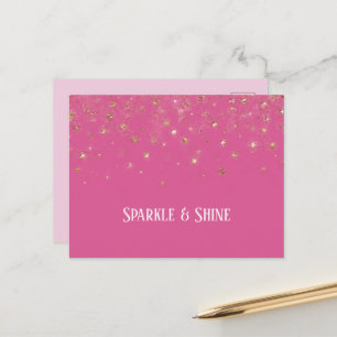 Meisjesachtig Roze Gouden Glitter Confetti Briefkaart