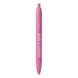 Meisjesachtig Roze Gouden Glitter Confetti Zwarte Inkt Pen