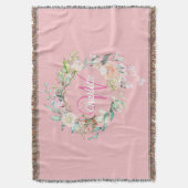 Meisjesachtig Roze Monogram Script Initiaal Zomerr Deken (Voorkant Verticaal)