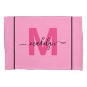 Meisjesachtig Roze Script Naam Monogram Kussensloop (Voorkant-Links)