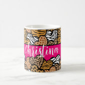 Meisjesachtig Roze Speels Dierenprint Harten Naam Koffiemok (Center)