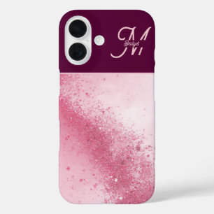 Meisjesachtig roze vrouwelijke abstracte marmeren iPhone 16 hoesje