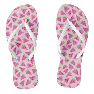 Meisjesachtig Roze Watermeloen Tropisch Patroon Teenslippers