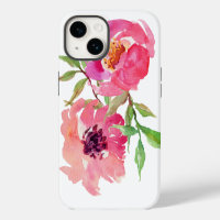 Meisjesachtig roze waterverf bloempatroon