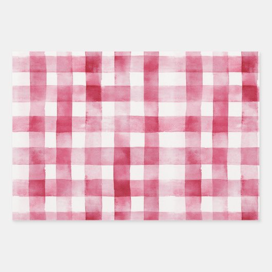 Meisjesachtig Roze Witte Geruite Strepen Bruilofts Inpakpapier Vel (Voorkant 3)