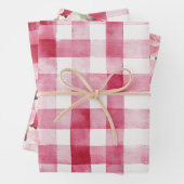 Meisjesachtig Roze Witte Geruite Strepen Bruilofts Inpakpapier Vel (In situ)