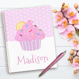 Meisjesachtig schattig zoete cupcake harten roze m notitieboek