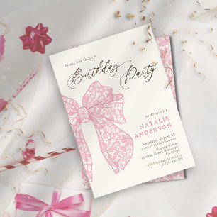 Meisjesachtig schrift Roze bloemen kant strik Verj Kaart