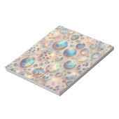 Meisjesachtig trendy opaal luipaardprint monogram notitieblok (Gedraaid)