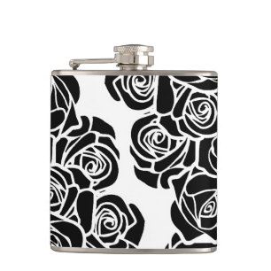 Meisjesachtig vintage zwart roze en rozen heupfles