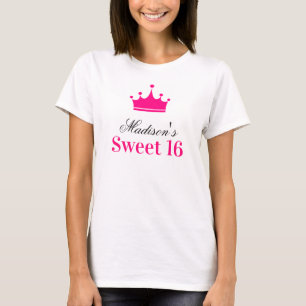 Meisjesachtig Witte Heet Roze Sweet 16 Prinsessen T-shirt