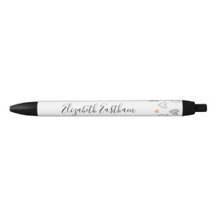 Meisjesachtig Zwart Gouden Hart Vrouwelijk Schrift Zwarte Inkt Pen