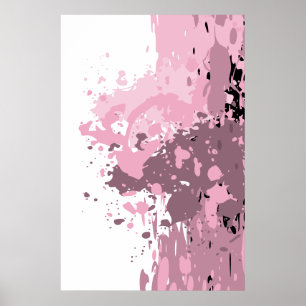 Meisjesachtige abstracte roze en witte spatten poster