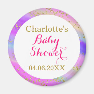 Meisjesachtige babyshower Kleurrijke eenhoorn goud Magneet