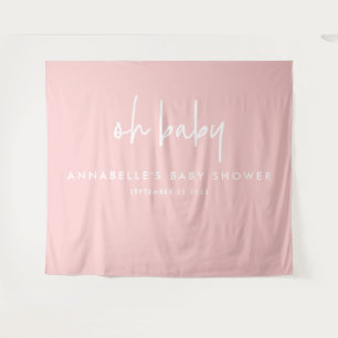 Meisjesachtige babyshower roze moderne unieke typo wandkleed