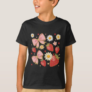 Meisjesachtige bloemige aardbei zomer fruit coquet t-shirt