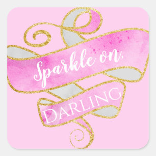 Meisjesachtige Blush Roze Gouden Glitters Glans Aa Vierkante Sticker