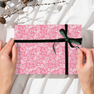 Meisjesachtige Blush Roze Speelse Dierenprint Hart Cadeaupapier