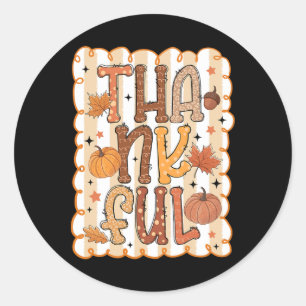 Meisjesachtige Dankbare Thanksgiving Pompoen Herfs Ronde Sticker