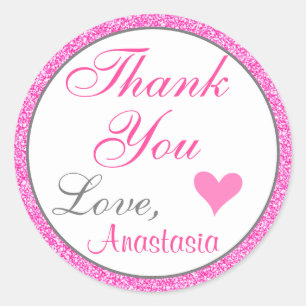Meisjesachtige en glamoureuze prinses Hot Pink gli Ronde Sticker