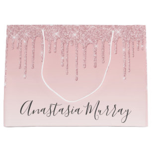 Meisjesachtige Glam Blush Roze Gouden Glitter Drup Groot Cadeauzakje