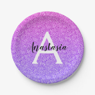 Meisjesachtige Glam Ombre Paarse Glitters Glans Mo Papieren Bordje