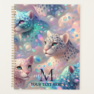 Meisjesachtige Glam Opal Luipaardprint Kantoor Sch Planner
