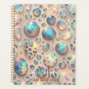 Meisjesachtige Glam Opal Luipaardprint Kantoor Sch Planner