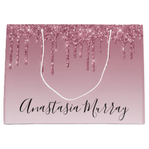 Meisjesachtige & Glam Paarse Roze Gouden Glitter D Groot Cadeauzakje