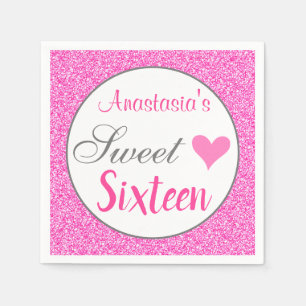 Meisjesachtige Glam Prinses Roze Glitters Zestien Servet